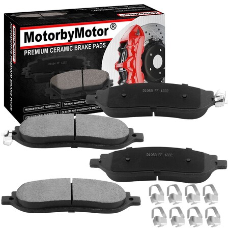 Motorbymotor MotorbyMotor Rear Ceramic Brake Pads w/Hardware Kit D1068(4Pack) BPD1068